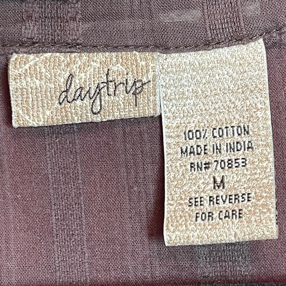 DAYTRIP BROWN BOHO SCOOP NECK BLOUSE SIZE M - Picture 13 of 13